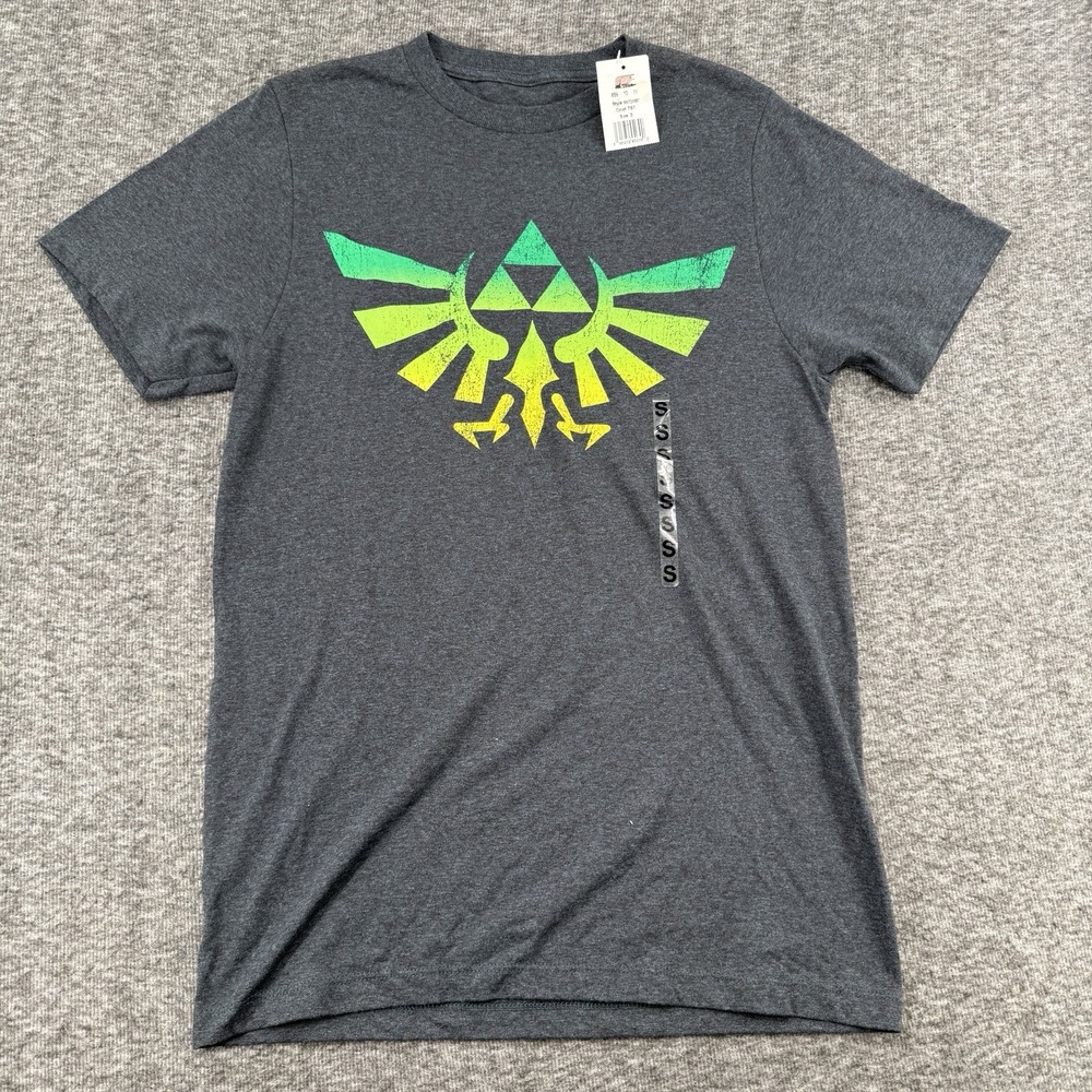 Legend of Zelda Hylian Crest Triforce T Shirt Mens Small Gray Nintendo Gamer NWT